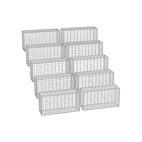 Rootz Silver Gabion Set - Metal Mesh - Spiral Stick - Spacer Hooks - Galvanized Steel - 100cm x 50cm x 30cm - Strong and Durable - Easy to Assemble - Versatile Outdoor Use