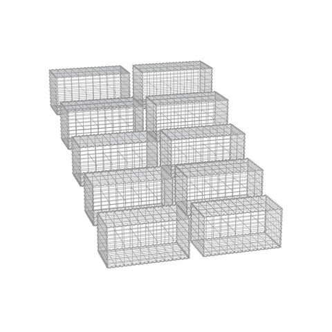 Silver Rootz Gabion Set - Metal Mesh - Spiral Stick - Galvanized Steel - Easy Assembly - Durable Construction - Versatile Use - 100cm x 50cm x 50cm