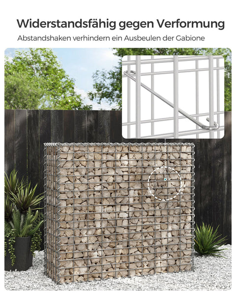 Rootz Gabion Wall Kit - Steel Mesh Panels - Galvanized Gabions - Landscaping Stones - 100cm x 90cm x 30cm - Outdoor Decor - 57.5kg.