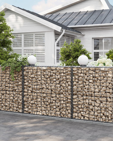 Rootz Gabion Wall Kit - Steel Mesh Panels - Galvanized Gabions - Landscaping Stones - 100cm x 90cm x 30cm - Outdoor Decor - 57.5kg.