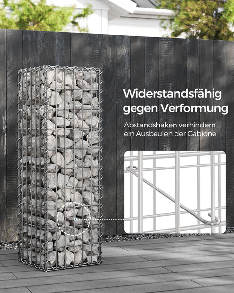 Rootz Gabion Planter - Stone Basket - Decorative Garden Wall - Galvanized Steel - 100cm x 30cm x 30cm