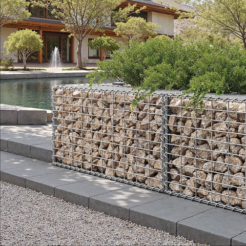 Rootz Gabion Wall Set - Stone Cage - Steel Garden Retaining Walls - Durable Galvanized Steel - 100 x 50 x 30 cm