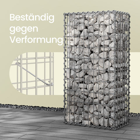 Rootz Gabion Wall - Silver Wire Cage - Garden Retaining Wall - Durable Galvanized Steel - 100cm x 50cm x 30cm