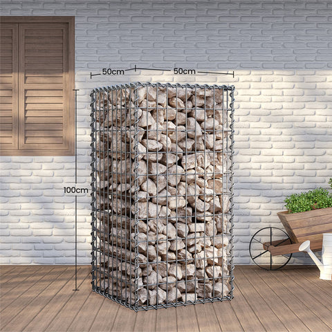 Rootz Gabion Basket - Stone Wall Cage - Retaining Wall Cage - Durable Galvanized Steel - 100cm x 50cm x 50cm