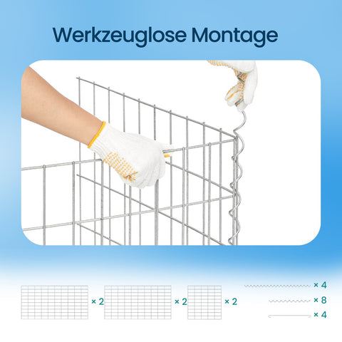 Rootz Gabion Wall Cage - Stone Basket - Wire Mesh Retainer - Durable Steel - 100cm x 50cm x 50cm