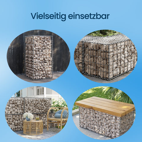 Rootz Silver Gabion Set - Retaining Wall Cage - Durable Steel - Rust Resistant - 100cm x 50cm x 50cm