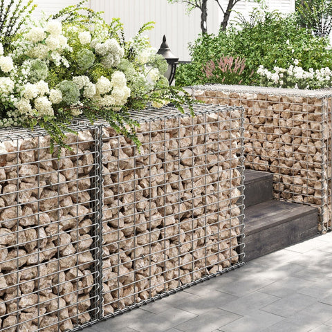 Rootz Gabion Stone Basket - Wire Basket - Stone Cage - Galvanized Steel - Rust Resistant - Weather Resistant - Versatile Design Options - 100cm x 80cm x 30cm