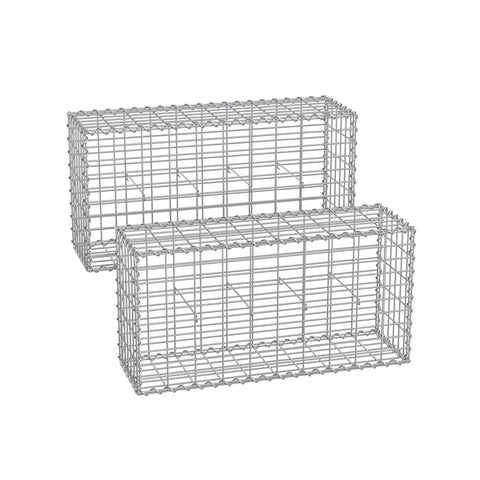 Silver Rootz Gabion Set - Metal Mesh - Spiral Stick - Galvanized Steel - Easy Assembly - Durable Construction - Versatile Use - 100cm x 50cm x 30cm
