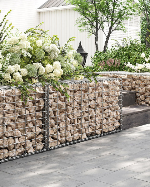 Rootz Gegalvaniseerde stalen schanskorfset - Zilvergaas - Spiraalvormige stokken - Afstandshaken - Zware constructie - Eenvoudige montage - Veelzijdig gebruik - 100 cm x 50 cm x 50 cm