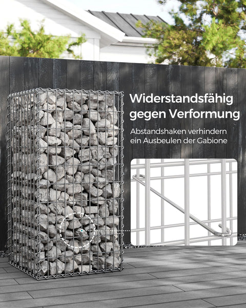 Rootz Gabion Wall Kit - Metal Cage - Stone Wall - Galvanized Steel - 100cm x 50cm x 50cm - 5cm x 10cm Mesh - Heavy Duty