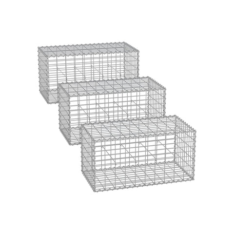 Silver Rootz Gabion Set - Metal Mesh - Spiral Stick - Spacer Hooks - Galvanized Steel - 100cm x 50cm x 50cm - Heavy Duty - Easy Assembly - Rust Resistant
