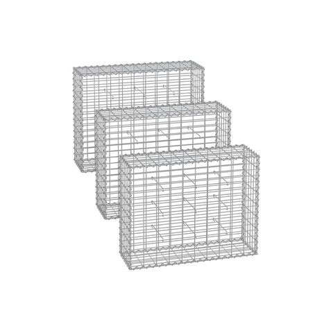 Rootz Gabion Wall Set - 4060g/m2 Galvanized Steel - Gabion Basket - Rock Cage - 100cm x 80cm x 30cm_dimensions - 30.6kg - Silver