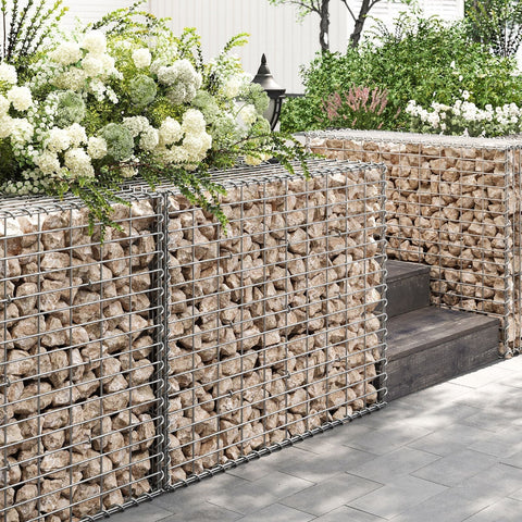 Rootz Gabion Wall Set - 4060g/m2 Galvanized Steel - Gabion Basket - Rock Cage - 100cm x 80cm x 30cm_dimensions - 30.6kg - Silver