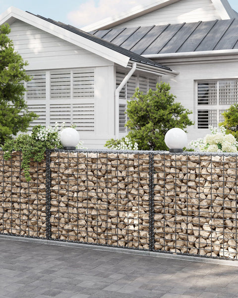 Rootz Gabion Wall Set - 4060g/m2 Galvanized Steel - Gabion Basket - Rock Cage - 100cm x 80cm x 30cm_dimensions - 30.6kg - Silver