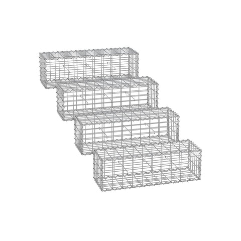 Silver Rootz Gabion Set - Metal Mesh - Galvanized Steel - Outdoor Decor - 100cm x 30cm x 30cm