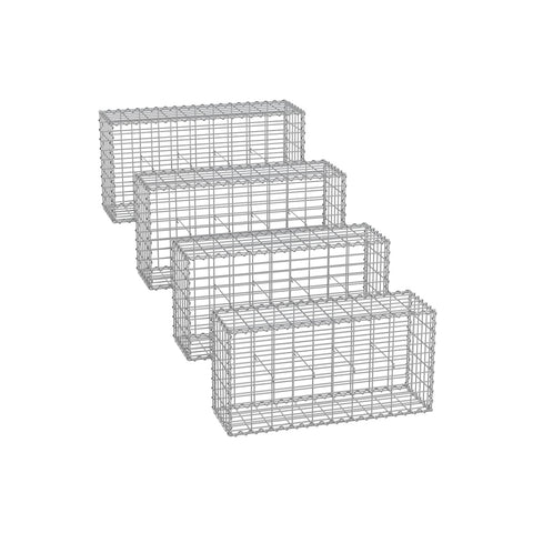 Rootz Heavy Duty Silver Gabion Set - Metal Wire Mesh - Galvanized Steel - Landscaping Stones - 100cm x 50cm x 30cm - DIY Garden Decor - Easy Assembly - Durable Construction