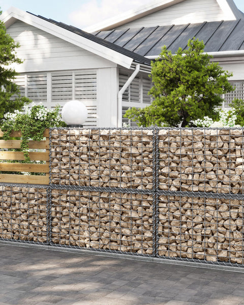 Rootz Heavy Duty Silver Gabion Set - Metal Wire Mesh - Galvanized Steel - Landscaping Stones - 100cm x 50cm x 30cm - DIY Garden Decor - Easy Assembly - Durable Construction