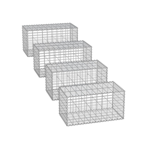 Silver Rootz Gabion Set - Metal Mesh - Spiral Stick - Spacer Hooks - Galvanized Steel - 100cm x 50cm x 50cm - Heavy Duty - Easy Assembly - Versatile Use