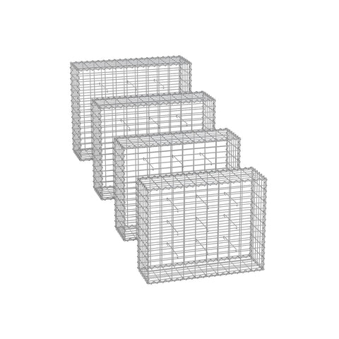 Silver Rootz Gabion Set - Metal Mesh - Spiral Stick - Galvanized Steel - Easy Assembly - Durable Construction - Versatile Use - 100cm x 80cm x 30cm