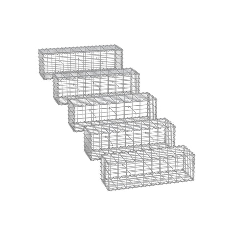 Silver Rootz Gabion Set - Metal Mesh - Spiral Stick - Spacer Hooks - Galvanized Steel - 100cm x 30cm x 30cm - 5cm x 10cm Mesh Size - 4mm Wire Diameter