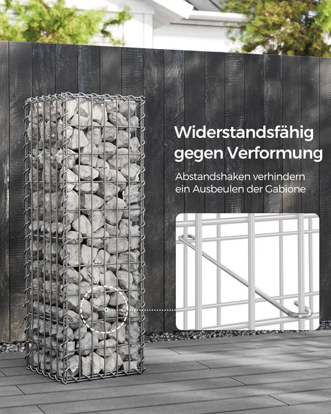 Silver Rootz Gabion Set - Metal Mesh - Spiral Stick - Spacer Hooks - Galvanized Steel - 100cm x 30cm x 30cm - 5cm x 10cm Mesh Size - 4mm Wire Diameter