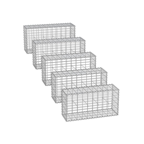Silver Rootz Gabion Set - Metal Mesh - Spiral Stick - Spacer Hooks - Galvanized Steel - 100cm x 50cm x 30cm - Strong and Durable - Easy to Assemble - Versatile Design