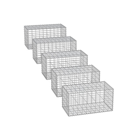Silver Rootz Gabion Set - Metal Mesh - Spiral Stick - Spacer Hooks - Galvanized Steel - 100cm x 50cm x 50cm - 5cm x 10cm Mesh Size - 4mm Wire Diameter
