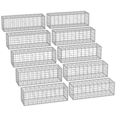 Rootz Gabion Cage Set - Metal Grilles - Garden Wall - Durable Structure - 100cm x 30cm x 30cm