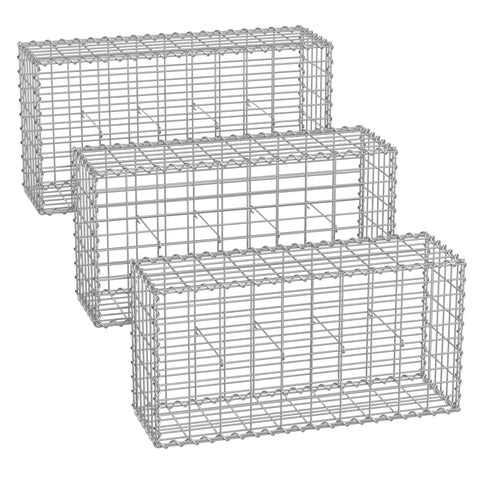 Rootz Gabion Wall Set - Stone Cage - Steel Garden Retaining Walls - Durable Galvanized Steel - 100 x 50 x 30 cm