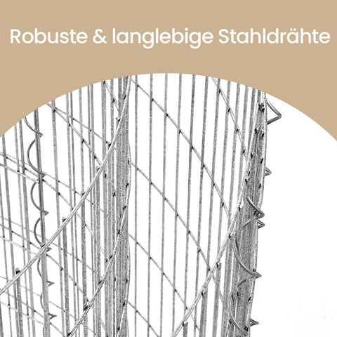 Rootz Metal Garden Gabion Basket - Round Ornamental Gabion - Stone Cage - Enhances Garden Beauty - 90cm x 40cm