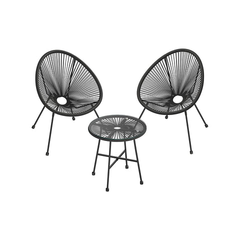 Rootz 3 Piece Acapulco Chair Set - Garden Seating - Outdoor Furniture - Ergonomic Comfort - 64x65x77cm Chair, 50.5x52cm Table