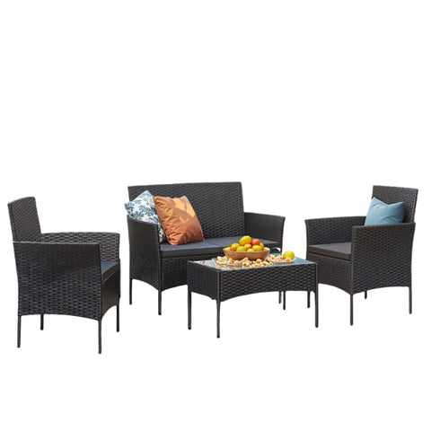 Rootz Balcony & Garden Furniture Set - Patio Set - Outdoor Furniture - Durable PE-Polyrattan - 54.5x56.5x81.5cm Chair, 54.5x99x81.5cm Sofa, 41x71x39cm Table