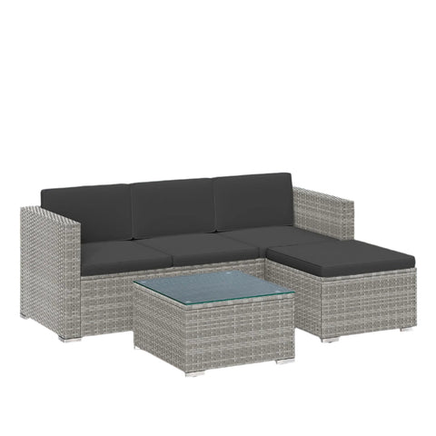 Rootz Garden Furniture Set - Terrace Furniture - Balcony Furniture - Durable PE-Polyrattan - 60x173x66 cm Sofa, 58x58x34 cm Table - Includes Cushions