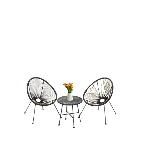 Rootz Balcony Furniture 3 Set - Garden Furniture Set - Outdoor Patio Set - Comfortable Ergonomic Design - Chairs 64x65x77cm, Table 50.5x52cm