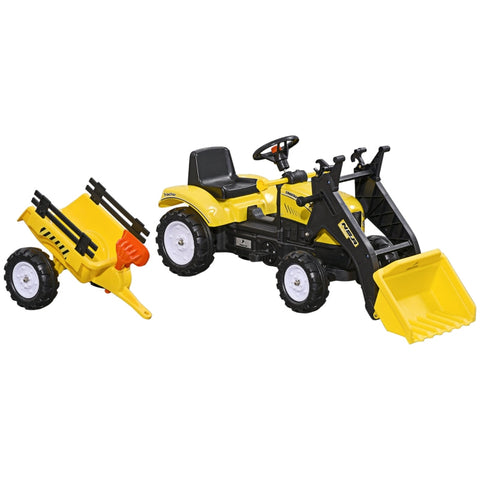 Rootz Children's Wheel Loader - Pedal Tractor - Kids Excavator - Realistic Design - Age 3+ - Easy Operation - L167 x W41 x H52cm - Metal & Plastic