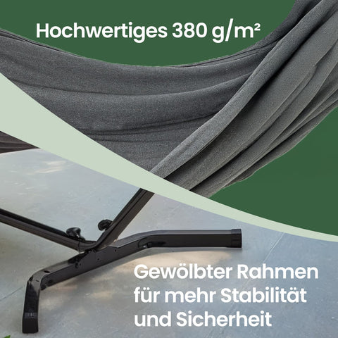 Rootz Double Hammock with Frame - Hang Mat - Adjustable Heights - Relaxation Comfort - 210cm x 150cm Hammock, 300cm x 90cm x 95cm Frame