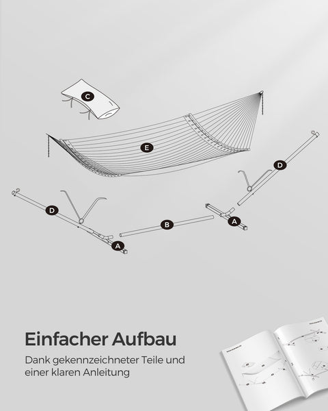 Rootz Hammock with Stand - Swing Bed - Hanging Chair - Steel Frame - Polyester Material - 400cm x 100cm x 90cm