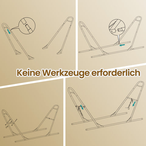 Rootz Double-Hammock with Frame - Hanging Mat - Adjustable Relaxation - Breathable Fabric - 210 x 150 cm Hammock, 300 x 90 x 95 cm Frame