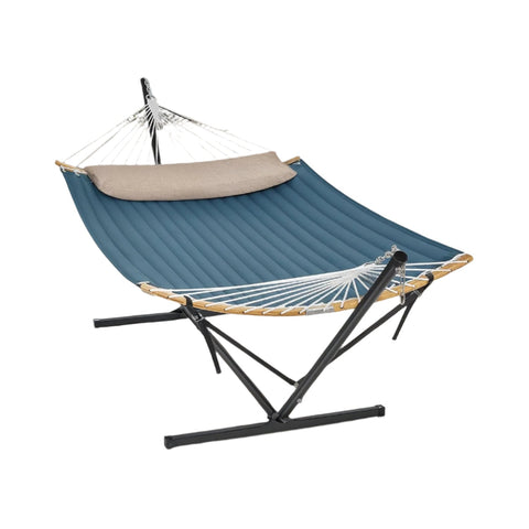 Rootz Hammock with Metal Frame - Hang Mat - Outdoor Lounger - Supports 200kg - 400cm x 100cm x 90cm Frame, 200cm x 140cm Mat