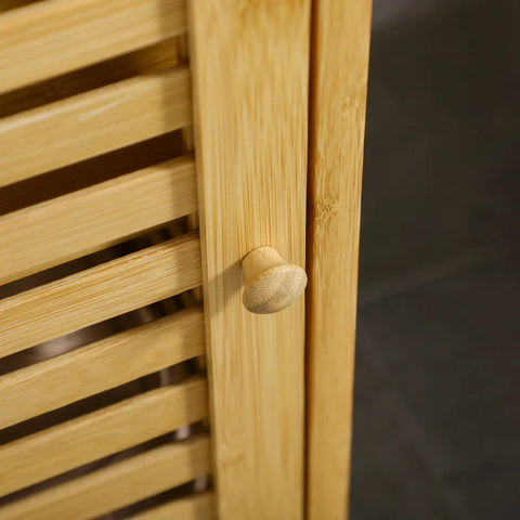 Rootz Bathroom Cabinet - Slatted Door - Adjustable Shelf - Natural Bamboo - 30x19.9x70 cm