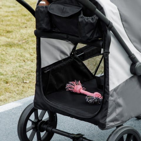 Rootz Foldable Dog Buggy - Pet Car - Pet Stroller - Easy Storage - 124cm x 67cm x 100cm - Grey