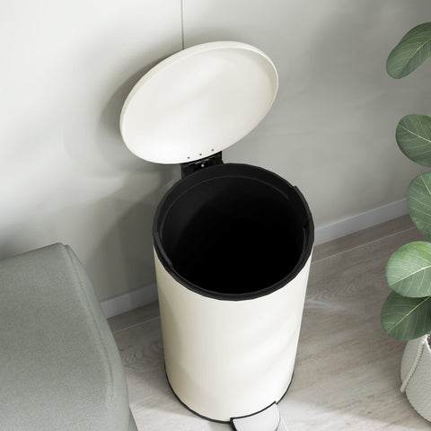Rootz Trash Can 30L - Pedal Bin - Stain Resistant Bin - Hands-Free Use - 36cm x 30cm x 63.5cm - White
