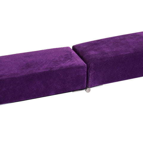 Rootz Foldable Gymnastics Bar - Balance Beam - Suede Cover - Non-Slip Feet - Stainless Steel Hinges - 210cm x 10cm x 6.5cm