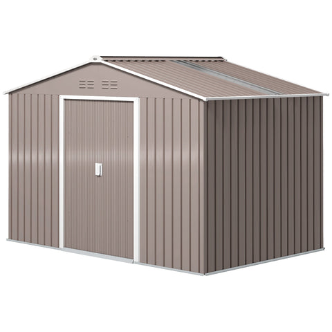 Rootz Metal Tool Shed - Bicycle Shed - Garden Storage - Ventilation Windows - Sliding Doors - 277 x 195 x 192 cm