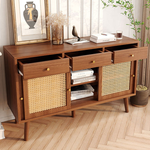 Rootz Sideboard - Buffet Cabinet - Storage Unit - Adjustable Shelves - 120L x 40W x 78H cm
