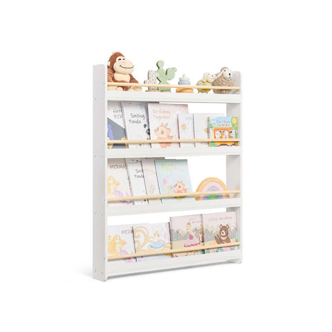 Rootz Children's Shelf - Kids Organizer - Storage Solution - MDF & Pine - Durable 4 Levels - 12cm x 80cm x 100cm