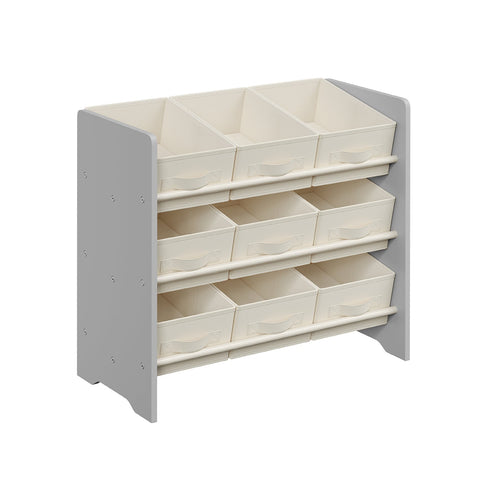 Rootz Children's Shelf with 9 Non-Woven Fabric Boxes - Kids Shelf Organizer - MDF Material - Dove Gray - 29.5cm x 62.5cm x 60cm