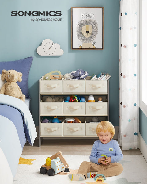 Rootz Children's Dove Gray Shelf - Kids Bookcase - Storage Organizer - MDF and Non-Woven Fabric - Lightweight - Spacious - Sturdy - 29.5cm x 62.5cm x 60cm