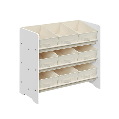 Rootz Children's Cloud White Shelf - Kids Bookcase - Toy Storage Organizer - MDF Construction - Non-Woven Fabric Bins - 29.5cm x 62.5cm x 60cm - Lightweight - Sturdy - Easy Assembly