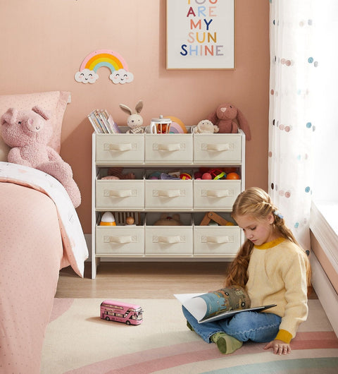 Rootz Children's Shelf - Kids Organizer - Storage Unit - White Finish - 29.5cm x 62.5cm x 60cm - Durable MDF Construction